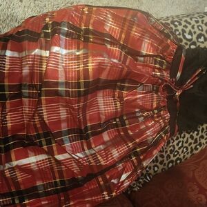 Red Plaid Dress with Black Accents